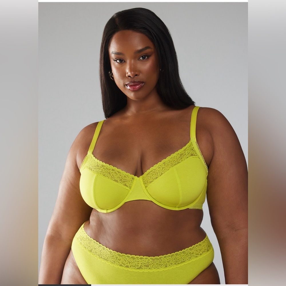Savage X Fenty Lime Green Lace Trim Underwire Bra & Panties 46 DD & 3x NWT